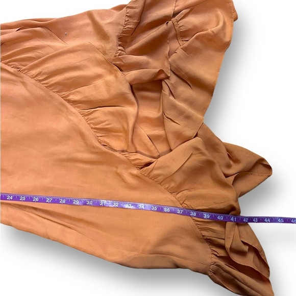 MAJE Routila Wrap Effect Cold Shoulder Midi Dress in Terracotta Size 1 (Small) - Picture 7 of 13